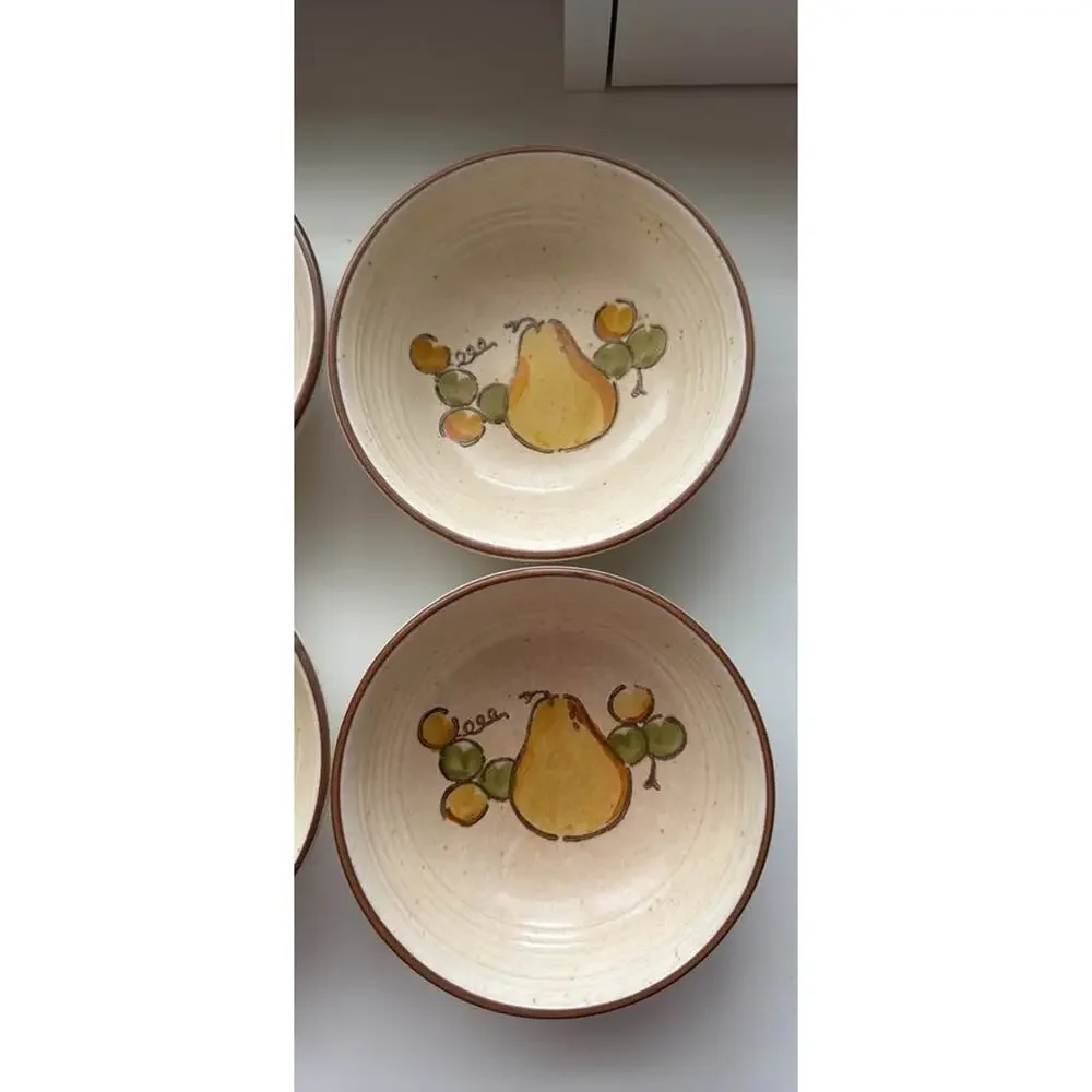 Vintage California Hand-Painted Ceramic Fruit Bowls Stoneware Poppytrail Merlox